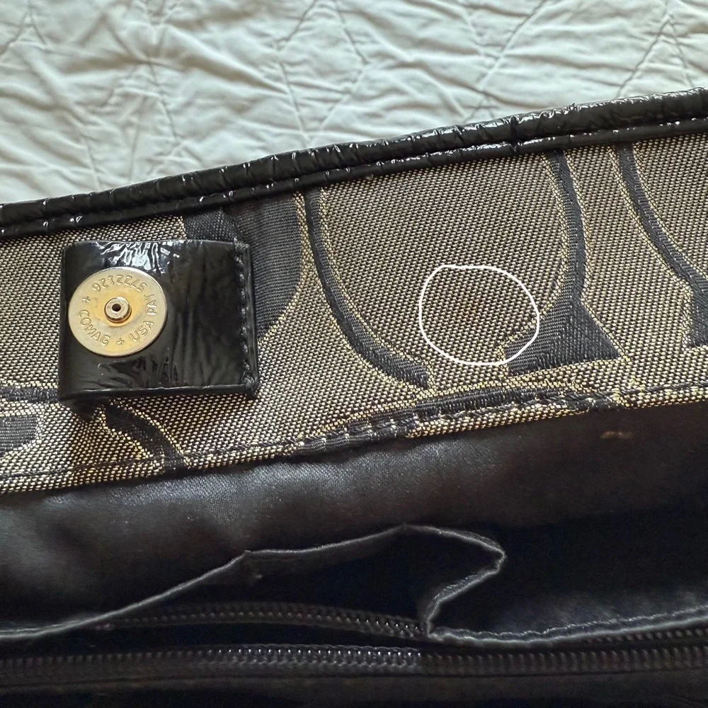 Coach Vintage Black and Grey Signature C Gold Chain and Snap Tote Shoulder Bag - Picture 13 of 15